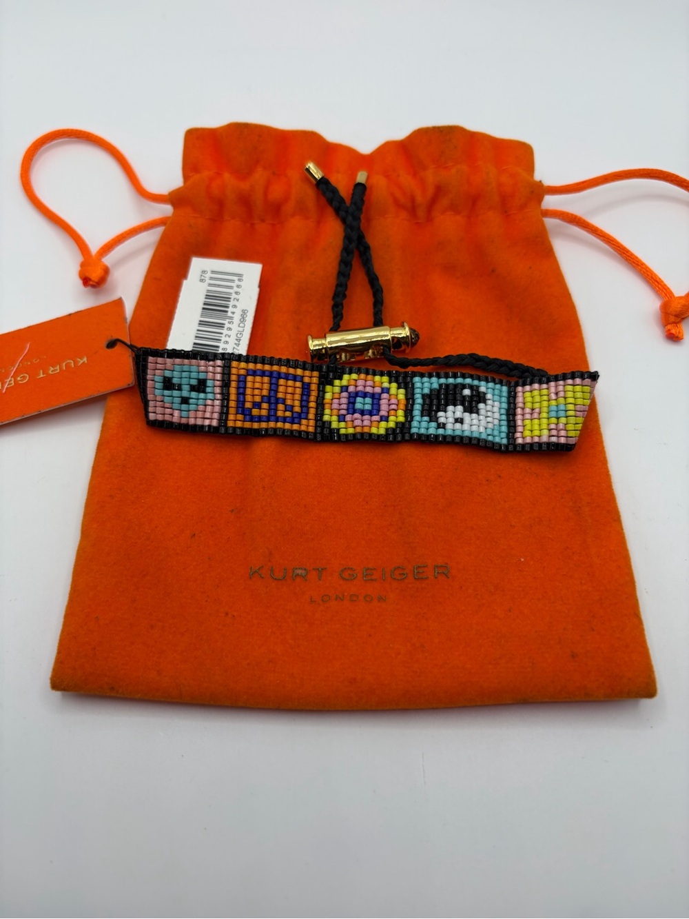 Kurt Geiger Kids Multicolor Beaded Bracelet with Orange Pouch